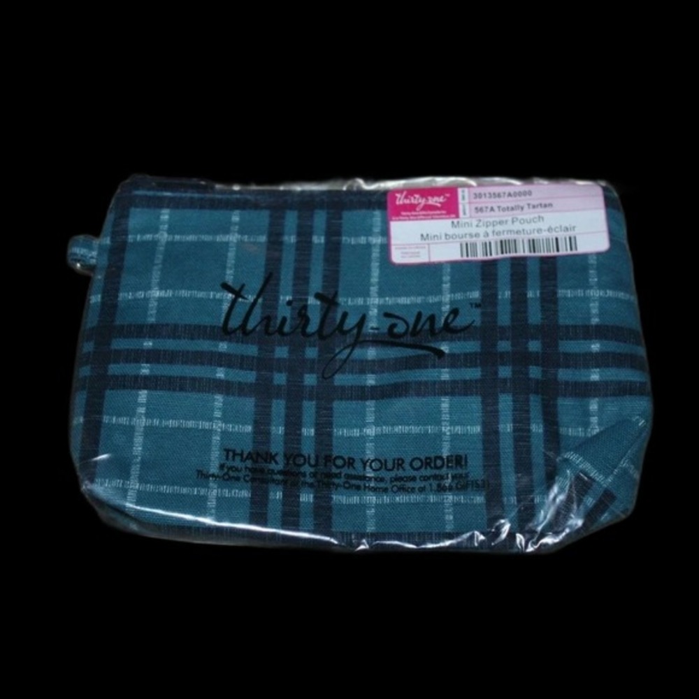Thirty One Mini Zipper Pouch Totally Tartan‎ New (4422)